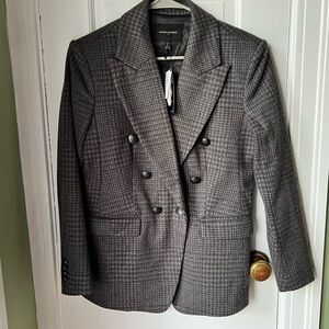 Banana Republic Factory NWT Grey and Black Houndstooth Double Breasted Blazer 6P